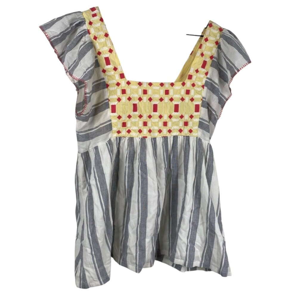 Anthropologie Forever That Girl Basel Embroidered Tunic Blouse Size 6 Boho